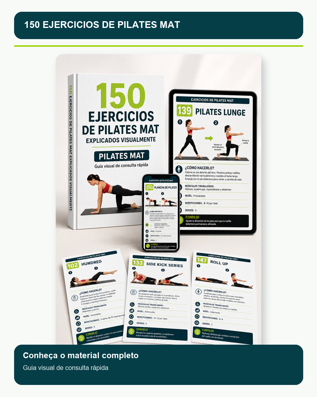 Mockup del material completo de Pilates Mat